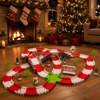 Mainan Kereta Api Listrik MST Toys 233PCS, Kereta Salju Natal, Kereta Santa Claus, Rel Kereta, Mobil Slot, Mainan Mobil untuk Hadiah Natal