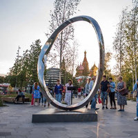 Décoration extérieure pour extérieur, Sculpture de ville abstraite en acier inoxydable, grand cercle, pour parc et bâtiment du côté, Statue de jardin