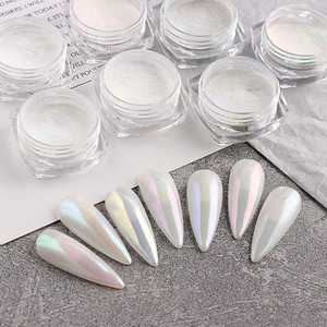Nail Art Salon Chrome Pearl Aurora Powder para <span class=keywords><strong>uñas</strong></span> acrílicas Resina Super White Glitters Pigmento con <span class=keywords><strong>efecto</strong></span> espejo - Product Image 2