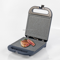 Gaufrier belge fixe AOJA quatre empreintes avec plaques triangulaires, en forme de donut, en forme de fleur et en forme de noix, en acier inoxydable 1500W
