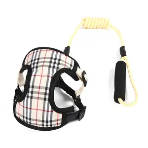 Tartan Pet Harness & Leash Set Soft Mesh Padding No pull Cat Vest Harness with Lead Plaid Kitten Puppy Chest Vest with Leas