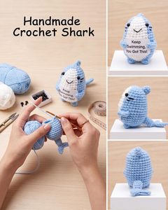 Animales de Ganchillo Positivos: <span class=keywords><strong>Tiburón</strong></span>, Decoración de Escritorio para Soporte Emocional, Regalos Diarios de <span class=keywords><strong>Tiburón</strong></span> para Amigos y Compañeros de Trabajo - Product Image 4