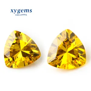 Wholesale yellow trillion shape market prices cz stone for jewelry making or decoration