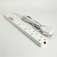 Stop Kontak Anjehold Grosir Pabrik UK Plug Safety Shutter 6 Outlet Multi Plug Charger Extension Socket untuk Rumah Kantor