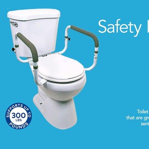 Barra de seguridad para inodoro Huahu con soporte elevado para asiento, soporta hasta 300 libras, para asistencia en el baño para personas mayores - Product Image 1