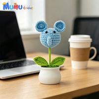 Plante en pot éléphant bleu au crochet faite à la main, écologique, pour la décoration de bureau, vente en gros, fournisseur en vrac, fabricant OEM ODM