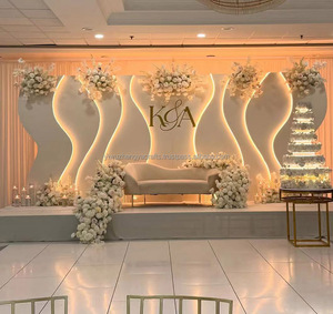 Led đám cưới Backdrop trang trí sự kiện sân khấu PVC Backdrop thiết kế 3D đám cưới màu trắng vòm Backdrop bảng điều chỉnh với LED ánh sáng - Product Image 2