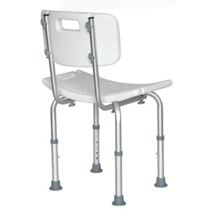 Shower Stool With <b>Backrest</b> Aluminum Alloy Non Slip Adjustable Height For Elderly And Pregnant Women White - Product Image 3