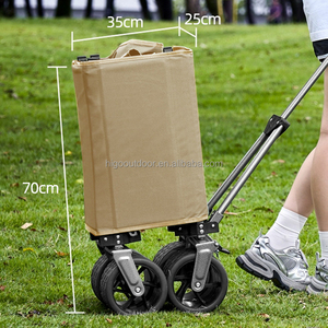 Carrito <span class=keywords><strong>de</strong></span> <span class=keywords><strong>Camping</strong></span> Plegable <span class=keywords><strong>de</strong></span> Cuatro Ruedas, Carrito Utilitario para Parque, Picnic, Playa, Jardín, Carrito <span class=keywords><strong>de</strong></span> Mano Plegable para Exteriores con Barra <span class=keywords><strong>de</strong></span> Empuje y Arrastre - Product Image 4