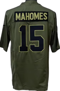 Camiseta de Fútbol Americano Salute Green Stitched US American 15 Patrick Mahomes 17 Josh Allen 1 Jalen Hurts 23 McCaffrey 26 Barkley - Product Image 2