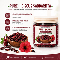 Fleurs d'Hibiscus Sabdariffa Séchées en Gros pour Infusions, Mélanges de Thés, Boissons et Cold Brew
