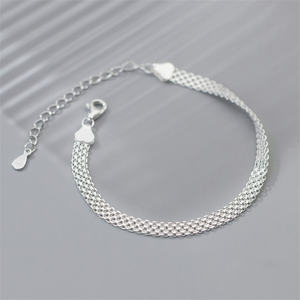 FUAMAY S925 in <span class=keywords><strong>argento</strong></span> Sterling 4mm di larghezza <span class=keywords><strong>bracciale</strong></span> a maglia cubana <span class=keywords><strong>bracciale</strong></span> placcato in oro Pour Femme - Product Image 3