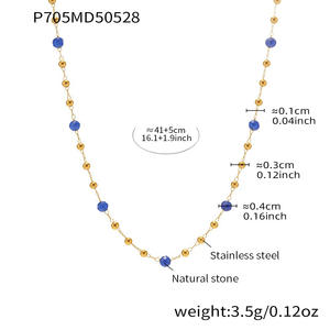 Collier double couche Blue Bear, design élégant, pendentif perlé, acier inoxydable, plaqué or épais, bijoux de mode pour femmes - Product Image 3