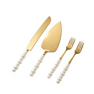 Juego de cuchillo y espátula para pastel con mangos de madera, elegante juego de acero inoxidable para cortar pasteles, utensilios para servir pasteles de boda - Product Image 5