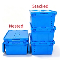 Conteneurs en plastique pour distribution en entrepôt, caisses en plastique avec couvercle, robustes, empilables, pour expédition et stockage