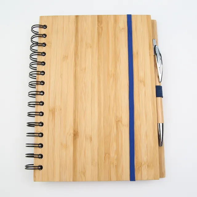 Eko dostu popüler özelleştirilmiş bambu toplantı için kalemli not defteri ve kalem hediye seti