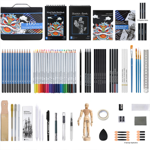 Xin Bowen, ensemble d'art professionnel de 100 pièces, crayons à <span class=keywords><strong>dessin</strong></span>, crayons de couleur, avec carnet de croquis <span class=keywords><strong>pour</strong></span> débutants - Product Image 4