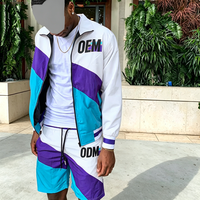 Ensemble coupe-vent d'été personnalisé, sweat à capuche court, survêtement homme personnalisé en gros, short et coupe-vent court pour homme