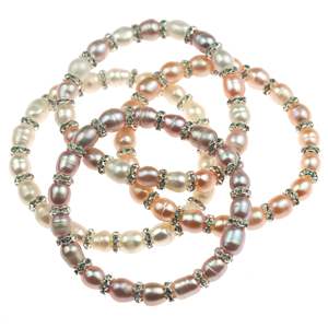 Bracelets en perles d'eau douce de 7 mm en forme de mètre, faits à la main, accessoires pour étal de vente en gros, élastiques - Product Image 1