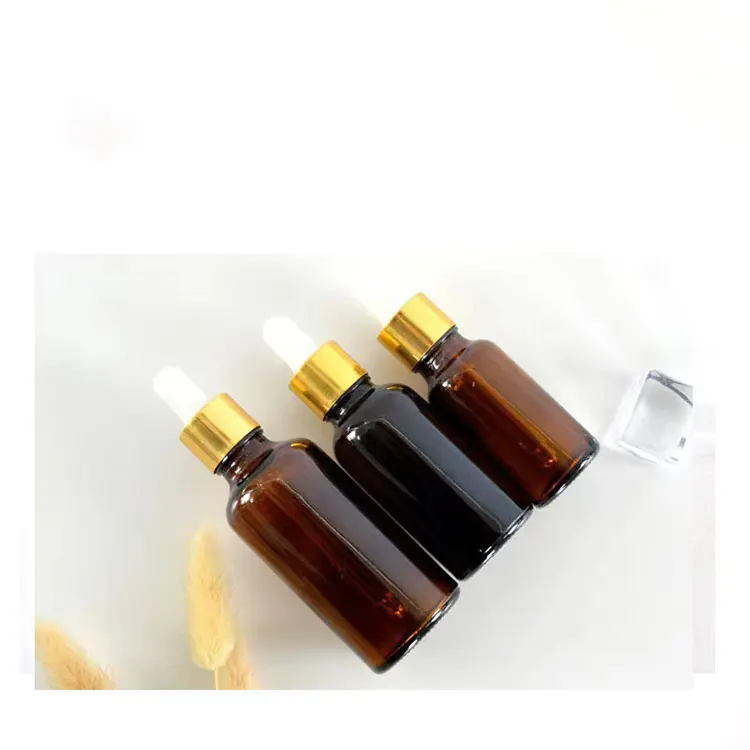 10ml 15ml 30ml 50ml 100ml riciclabile smerigliato vuoto ambra vetro contagocce con Top nero per bottiglie di olio essenziale