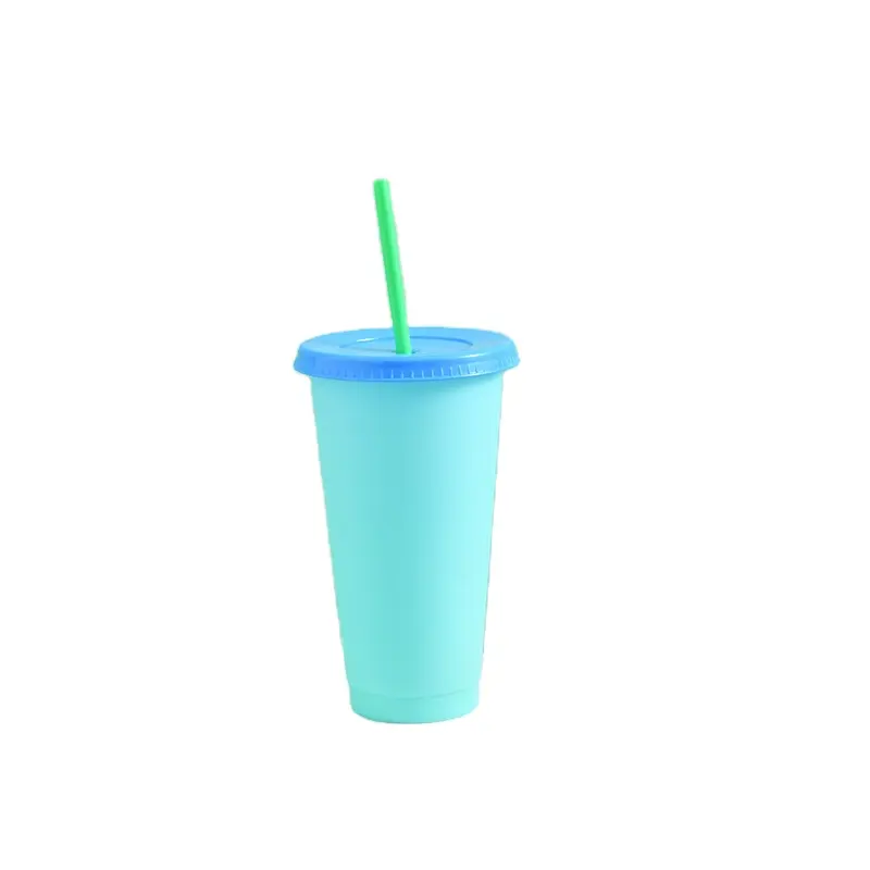 여름 야외 24 Oz 사용자 정의 Pp 매직 색상 변경 텀블러 음료 컵 밀짚 뚜껑