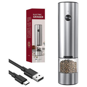 Molinillo de <span class=keywords><strong>pimienta</strong></span> eléctrico por gravedad, tarro de especias, molinillo de sal y <span class=keywords><strong>pimienta</strong></span> negro recargable, molinillo con luz azul - Product Image 4