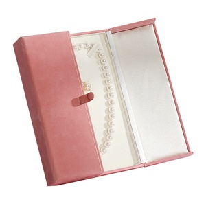 Retro Velvet Pearl Necklace Jewelry <b>Boxes</b> Double-Open Button Design Luxurious <b>Book</b> Shape Jewelry Set Packaging - Product Image 5