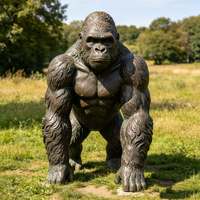 Statue de gorille grandeur nature en résine couleur cuivre personnalisable, idéale pour les jardins extérieurs, les zoos et la décoration