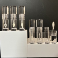 Tube de gloss à lèvres rond transparent ISMAN 3 ml, emballage vide en PET transparent, applicateur en forme de cœur unique, logo personnalisé