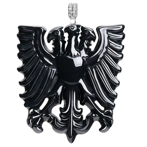Colgante de emblema de tres águilas de jade natural genuino de grado A, hecho de plata S925 y jade. Diseño moderno y único. - Product Image 3