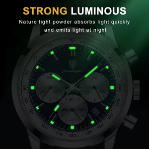 POEDAGAR 928 Orologio da Uomo Avanzato Impermeabile con Calendario, Luce Notturna e <span class=keywords><strong>Timer</strong></span>, Orologio di Lusso in Pelle per Uomo - Product Image 2