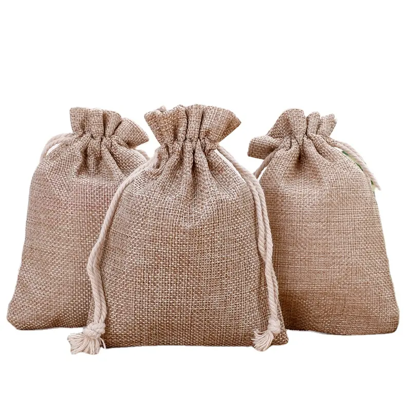 Mini bolsa de cânhamo para presente, cordão de joias, bolsa de juta, grãos de café, embalagem, bolsa de serapilheira