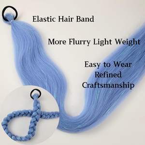 Extensions <span class=keywords><strong>de</strong></span> <span class=keywords><strong>queue</strong></span> <span class=keywords><strong>de</strong></span> <span class=keywords><strong>cheval</strong></span> en paillettes bleu bébé pour femmes et filles, accessoires pour cheveux, <span class=keywords><strong>queue</strong></span> <span class=keywords><strong>de</strong></span> <span class=keywords><strong>cheval</strong></span> synthétique tressée avec élastique - Product Image 4