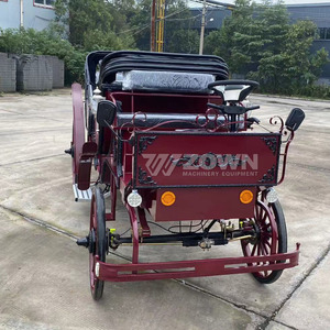 Carruaje de Caballos Personalizado de Color Rojo para Bodas con Toldo, Vagoneta Turística, Carruaje Real Eléctrico de Caballos en Venta - Product Image 3