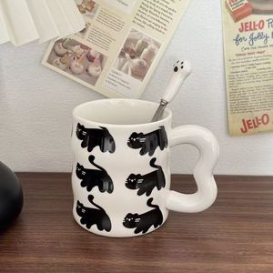 Perfect Quality Small Cat Pattern <b>Ceramic</b> <b>Mug</b> Wave Shaped Design Large Capacity Milk <b>Mug</b> Eco-friendly Dishwasher Microwave Safe - Product Image 5