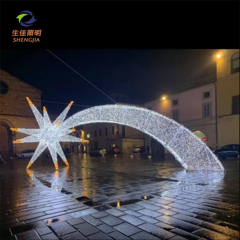 Passeggiata in piedi illuminata a led commerciale attraverso l'arco di natale grande decorazione natalizia all'aperto benvenuto per personalizzare