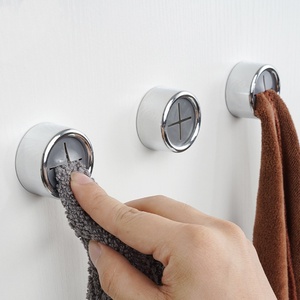 Towel <b>Hooks</b> Push in Tea Towel Holder Grip <b>Hook</b> Self Adhesive Kitchen Bathroom Cloth <b>Clip</b> <b>Hook</b> Free Punching - Product Image 1