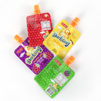 Emballage de liquide de boisson en plastique transparent imprimé de logo personnalisé Pochette debout avec bec verseur Pochette à bec verseur de jus