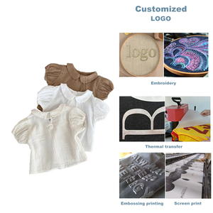 Custom Girs <span class=keywords><strong>abbigliamento</strong></span> Baby Doll t-shirt con risvolto morbido manica corta per bambine t-shirt dolce cotone <span class=keywords><strong>abbigliamento</strong></span> per bambini tessuto - Product Image 3