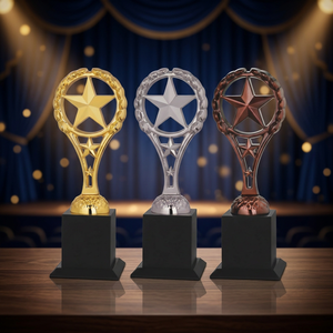 Trofeo estrella premium personalizado de metal para premios empresariales, eventos deportivos y programas de reconocimiento a empleados. - Product Image 1