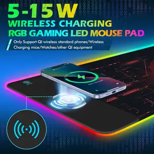 Kablosuz şarj mouse pad özel logo kablosuz şarj büyük boy RGB LED oyun mousepad bilgisayar mouse pad gamer için