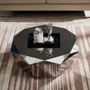 Table basse Sunbellar <span class=keywords><strong>de</strong></span> luxe au design carré en forme <span class=keywords><strong>de</strong></span> diamant, moderne, en acier inoxydable rose doré, facile à nettoyer, pour salon, villa, <span class=keywords><strong>maison</strong></span> - Product Image 3
