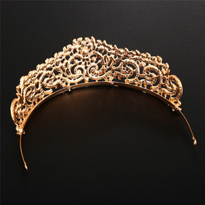 Coronas de Novia, Tiaras y Coronas de Cristal Dorado con Pedrería para Niñas - Product Image 5
