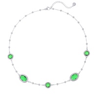 Collier NIMAI de luxe en cristal vert transparent rose, hypoallergénique, chaîne en acier inoxydable, bijoux pour soirée
