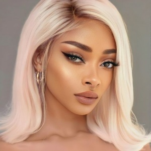 วิกผมสังเคราะห์แบบสวิสเลซขนาด 10-14 นิ้ว สำหรับผู้หญิงผิวดำ ทนความร้อน ปมเล็ก ทรงบ๊อบสั้น - Product Image 4