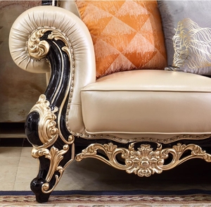 Exclusivo Juego de Sofás de Cuero Genuino Europeo, Cama Cómoda de Madera Maciza y Cuero Vacuno para Sala de Estar, Muebles para Hoteles - Product Image 5