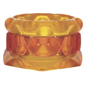 Vintage Resin Bangles Stack Set Multicolor Acrylic <b>Bracelets</b> Unisex Jewelry Green <b>Red</b> Yellow Patterned Design Wedding Party - Product Image 4
