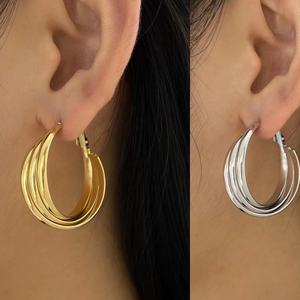 <b>Fashion</b> Luxury Jewelry 18K Gold Plated Accessories Stainless Steel <b>Hoop</b> <b>Earrings</b> Women - Product Image 2