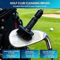 Brosse de nettoyage de clubs de golf personnalisable OEM, double poils en nylon, outil de nettoyage des rainures avec clip rétractable, accessoires de golf