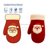 Mitaines de Noël personnalisées brodées flocon de neige gants à fourrure d'hiver cadeau de vêtements et accessoires en peluche